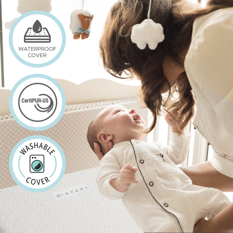 Organic Cotton Dual Sided Crib Mattress 2 Stage Premium Memory Foam CertiPUR US Hypoallergenic Baby